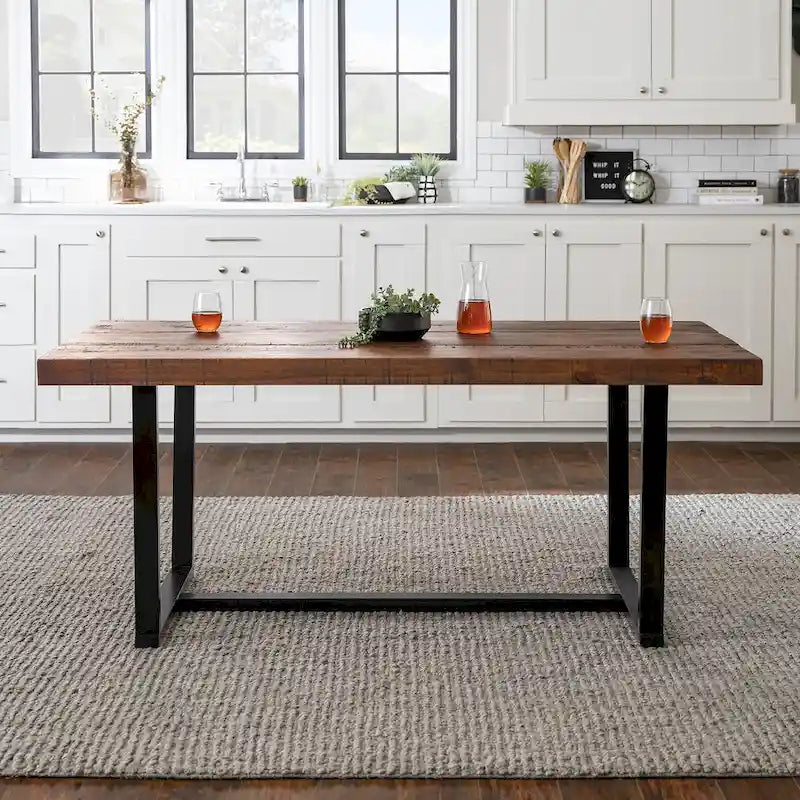 Distressed Pine Wood Dining Table 72" - Seats 6-8