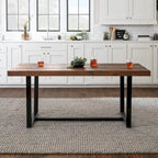 Distressed Pine Wood Dining Table 72" - Seats 6-8