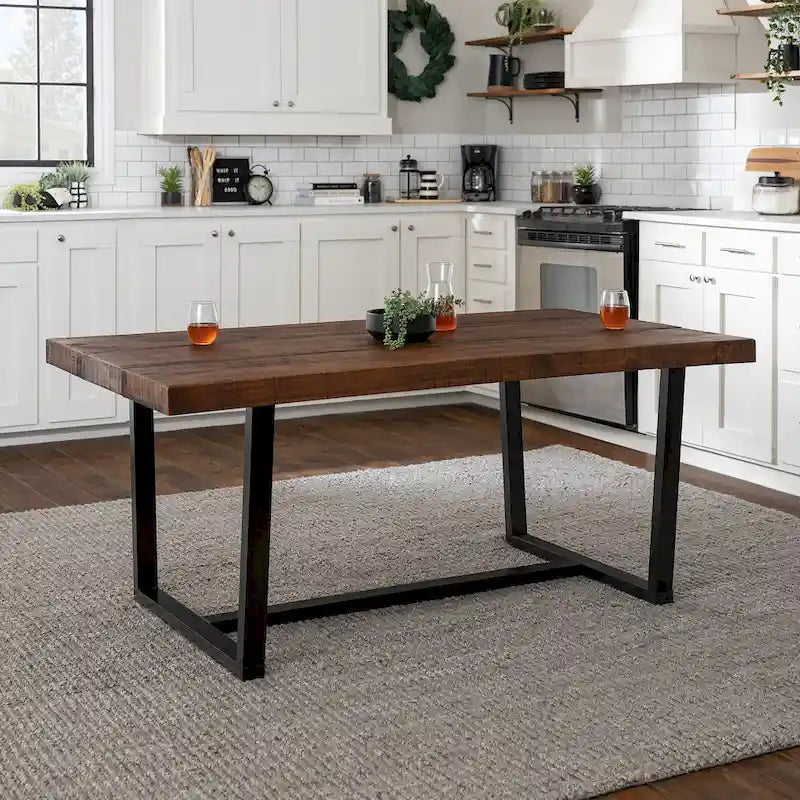 Distressed Pine Wood Dining Table 72" - Seats 6-8