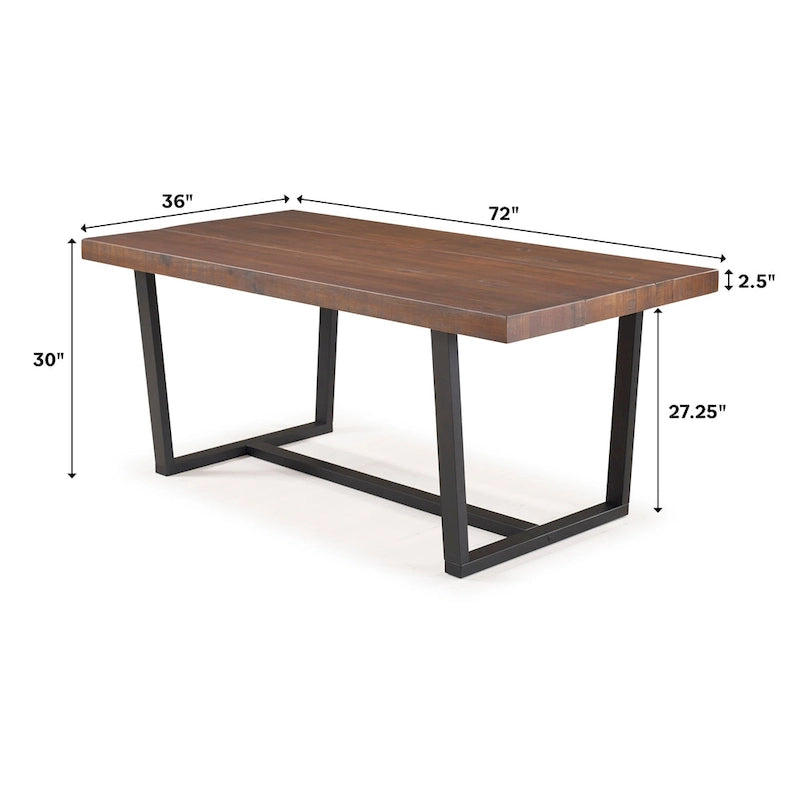 Distressed Pine Wood Dining Table 72" - Seats 6-8