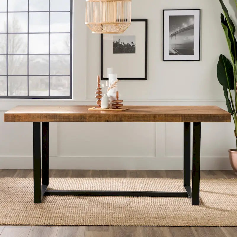 Distressed Pine Wood Dining Table 72" - Seats 6-8