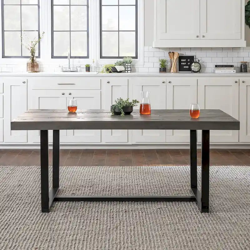 Distressed Pine Wood Dining Table 72" - Seats 6-8
