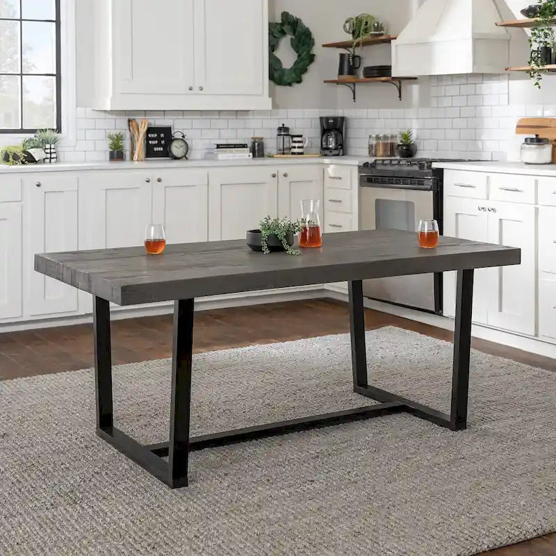 Distressed Pine Wood Dining Table 72" - Seats 6-8