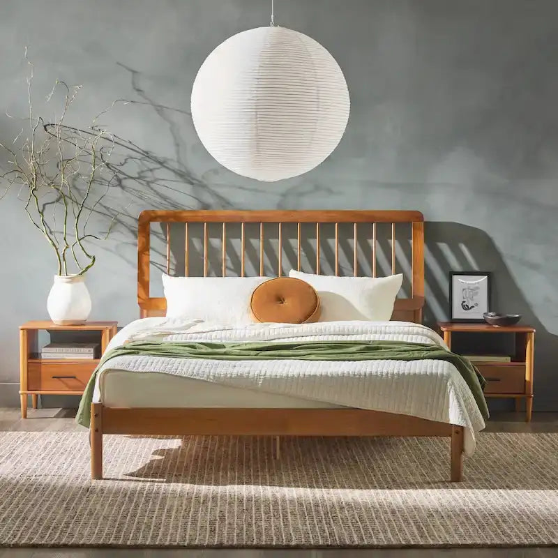 Boho Solid Wood Queen Spindle Bed