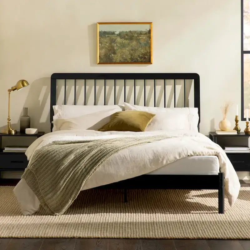 Boho Solid Wood Queen Spindle Bed