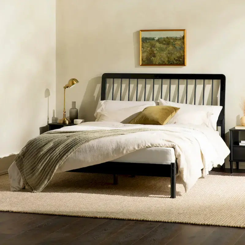 Boho Solid Wood Queen Spindle Bed