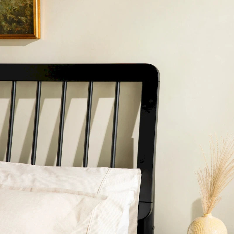 Boho Solid Wood Queen Spindle Bed