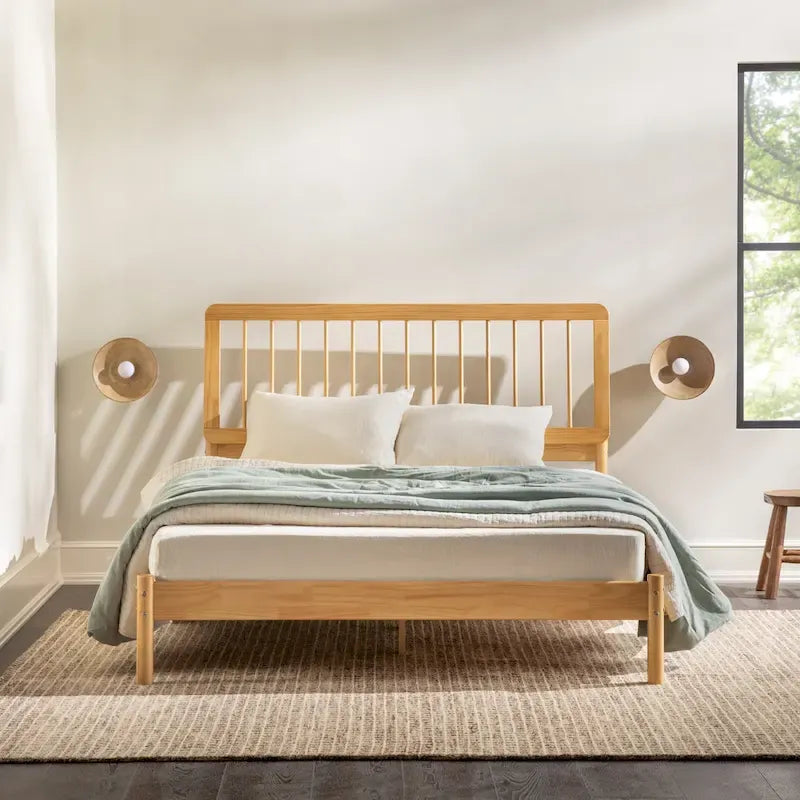 Boho Solid Wood Queen Spindle Bed