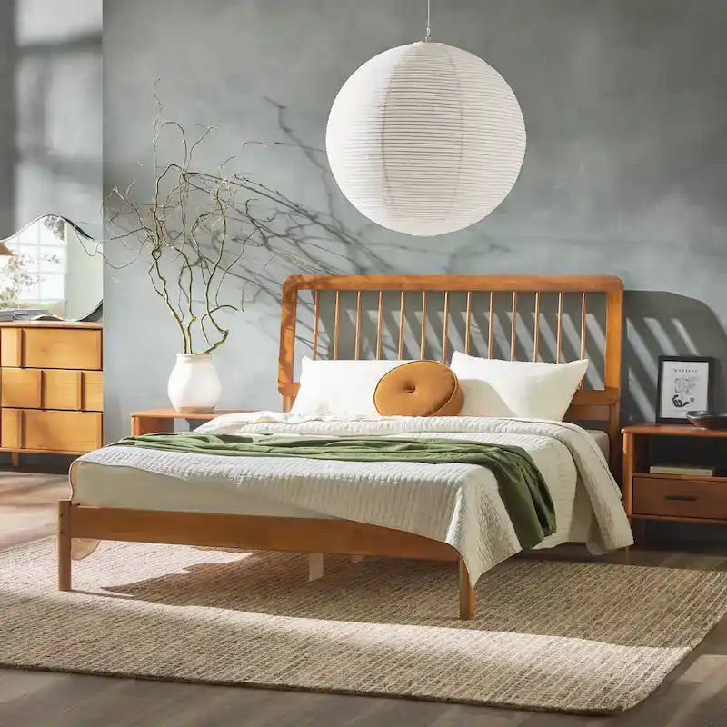Boho Solid Wood Queen Spindle Bed