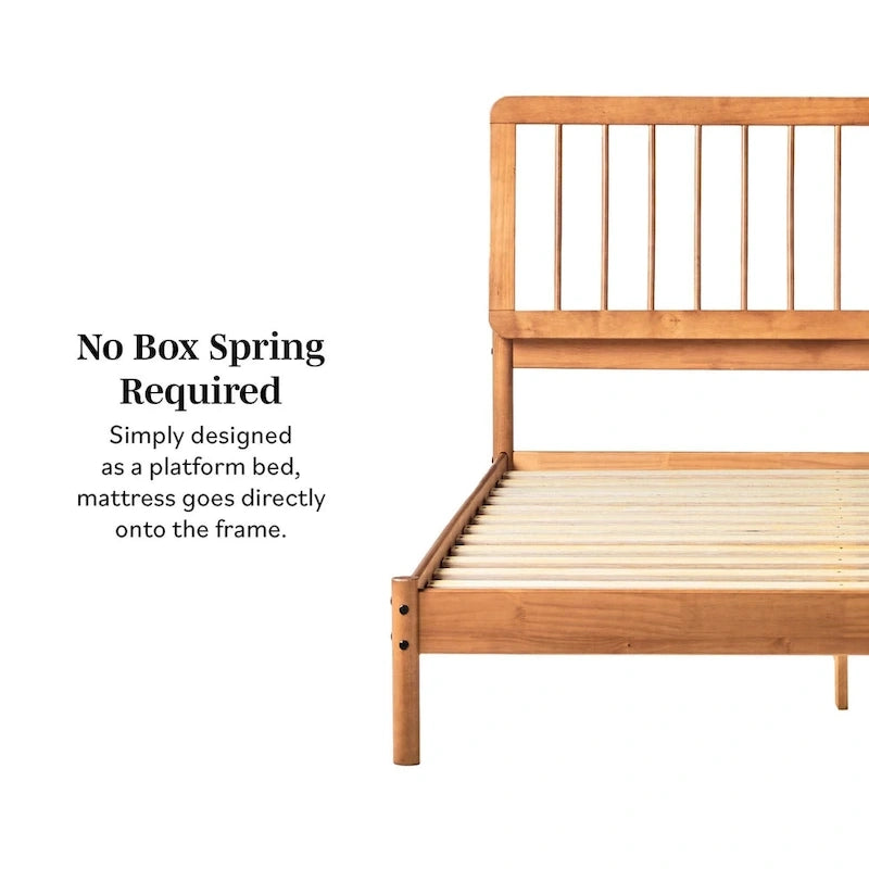Boho Solid Wood Queen Spindle Bed