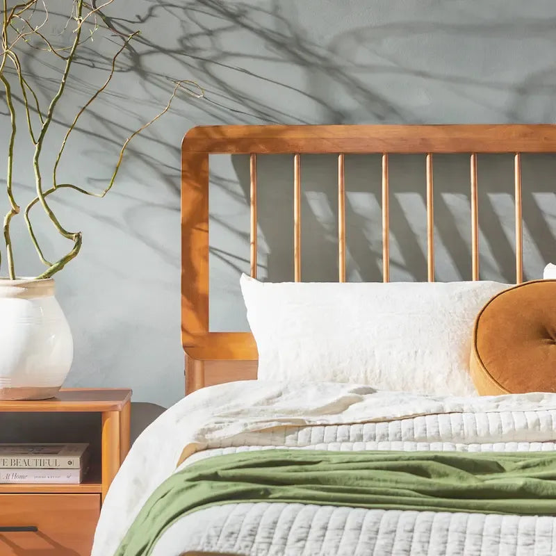 Boho Solid Wood Queen Spindle Bed