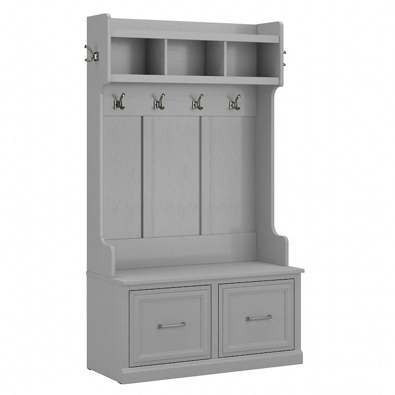 40W Hall Tree with Shoe Storage Bench - Transitional Style