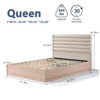 Queen Platform Bed Frame with Upholstered Headboard