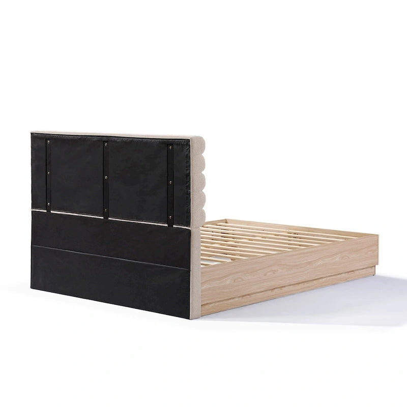 Queen Platform Bed Frame with Upholstered Headboard