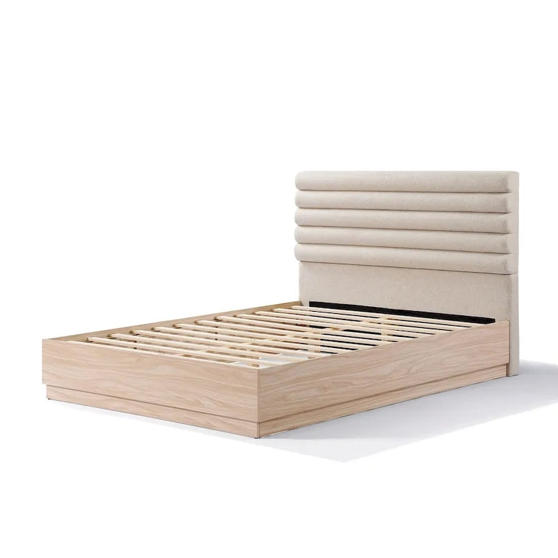 Queen Platform Bed Frame with Upholstered Headboard