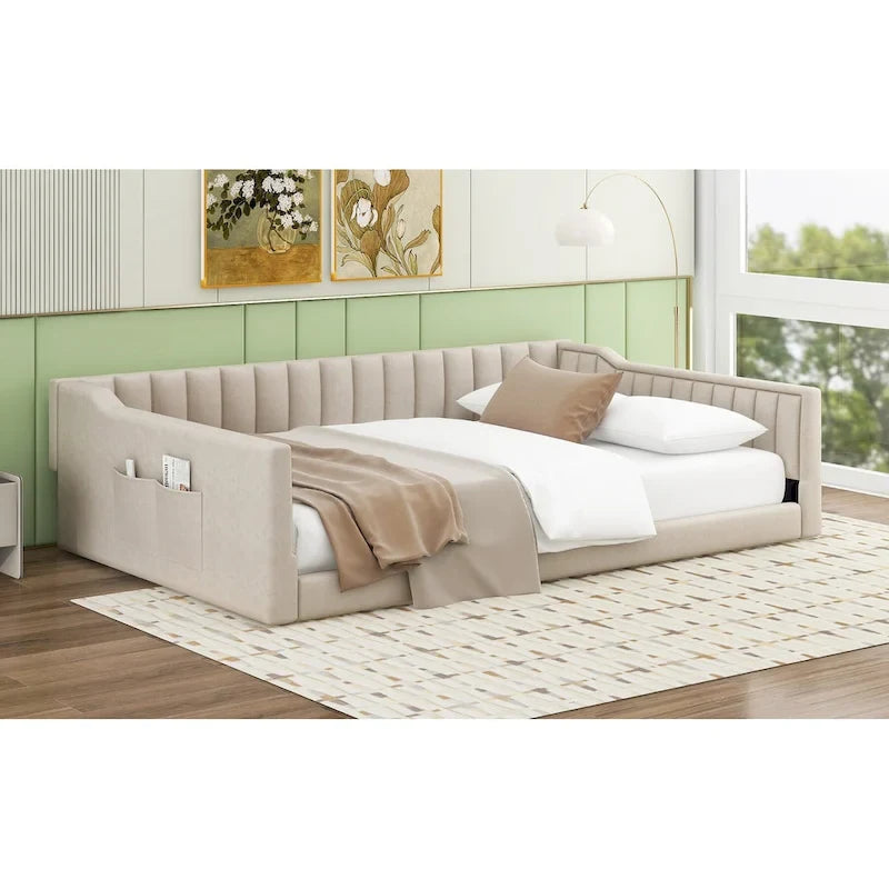 Full XL Velvet Daybed with Storage