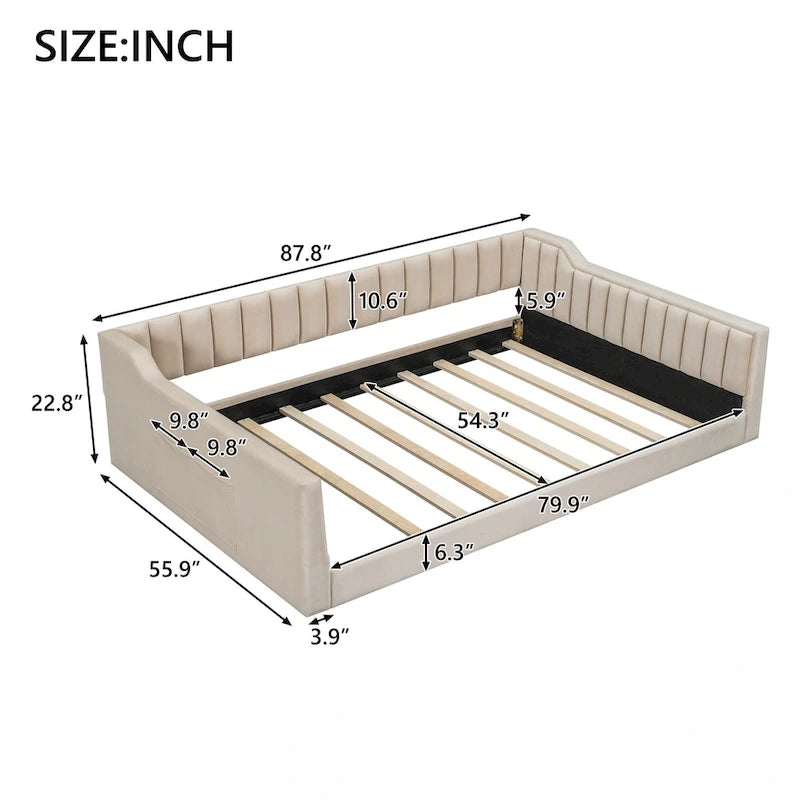 Full XL Velvet Daybed with Storage