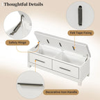 43  Shoe Bench with Removable Cushion & Lift Top Storage, Entryway Bench Wooden End of Bed Bench, Hidden Storage Space