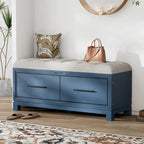 43  Shoe Bench with Removable Cushion & Lift Top Storage, Entryway Bench Wooden End of Bed Bench, Hidden Storage Space