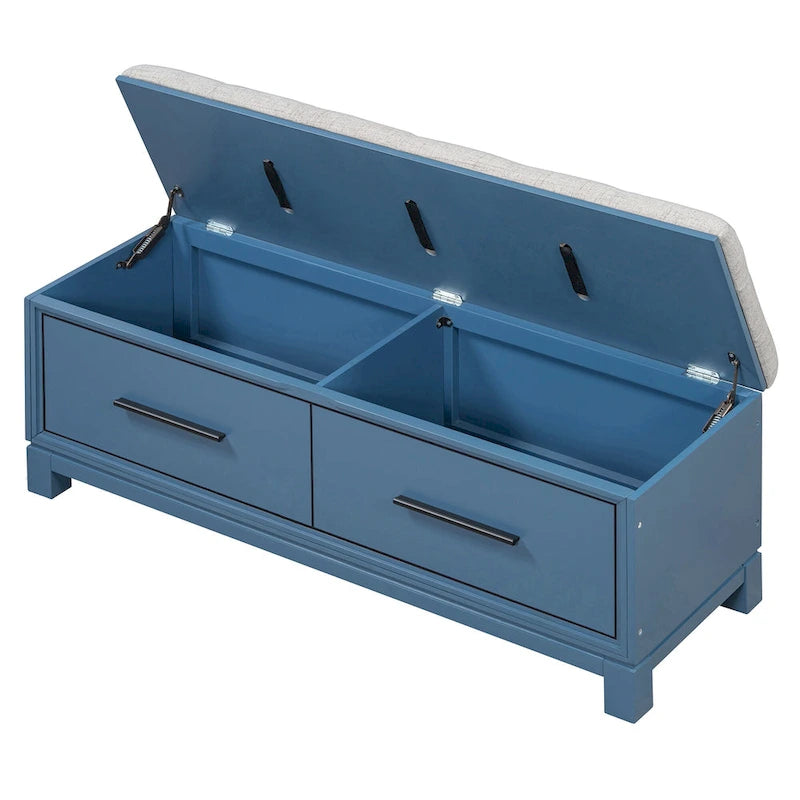 43  Shoe Bench with Removable Cushion & Lift Top Storage, Entryway Bench Wooden End of Bed Bench, Hidden Storage Space