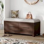 43  Shoe Bench with Removable Cushion & Lift Top Storage, Entryway Bench Wooden End of Bed Bench, Hidden Storage Space