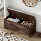 43  Shoe Bench with Removable Cushion & Lift Top Storage, Entryway Bench Wooden End of Bed Bench, Hidden Storage Space