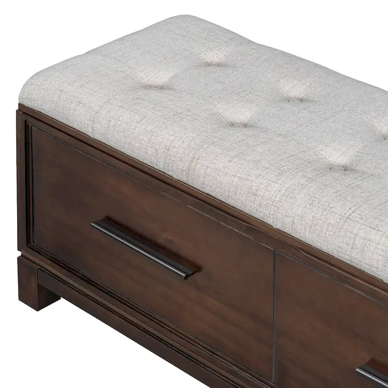 43  Shoe Bench with Removable Cushion & Lift Top Storage, Entryway Bench Wooden End of Bed Bench, Hidden Storage Space