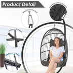 Indoor Royal Oversized Hanging Egg Chair with Stand, 350 lbs Outdoor Egg Swing Chair with Stand, Cozy Egg Chair Swing