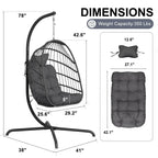 Indoor Royal Oversized Hanging Egg Chair with Stand, 350 lbs Outdoor Egg Swing Chair with Stand, Cozy Egg Chair Swing