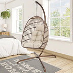 Indoor Royal Oversized Hanging Egg Chair with Stand, 350 lbs Outdoor Egg Swing Chair with Stand, Cozy Egg Chair Swing