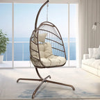 Indoor Royal Oversized Hanging Egg Chair with Stand, 350 lbs Outdoor Egg Swing Chair with Stand, Cozy Egg Chair Swing