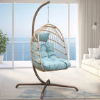 Indoor Royal Oversized Hanging Egg Chair with Stand, 350 lbs Outdoor Egg Swing Chair with Stand, Cozy Egg Chair Swing