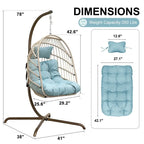 Indoor Royal Oversized Hanging Egg Chair with Stand, 350 lbs Outdoor Egg Swing Chair with Stand, Cozy Egg Chair Swing