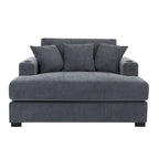 Chenille Fabric Oversized Chaise Lounger, 39.7 /43.5 /55  Chair Bed Sofa Couch with Pillows, Charge Station & Cup Holders