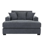 Chenille Fabric Oversized Chaise Lounger, 39.7 /43.5 /55  Chair Bed Sofa Couch with Pillows, Charge Station & Cup Holders