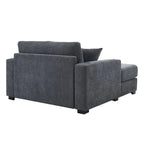 Chenille Fabric Oversized Chaise Lounger, 39.7 /43.5 /55  Chair Bed Sofa Couch with Pillows, Charge Station & Cup Holders