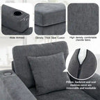Chenille Fabric Oversized Chaise Lounger, 39.7 /43.5 /55  Chair Bed Sofa Couch with Pillows, Charge Station & Cup Holders