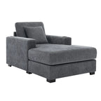 Chenille Fabric Oversized Chaise Lounger, 39.7 /43.5 /55  Chair Bed Sofa Couch with Pillows, Charge Station & Cup Holders