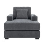 Chenille Fabric Oversized Chaise Lounger, 39.7 /43.5 /55  Chair Bed Sofa Couch with Pillows, Charge Station & Cup Holders
