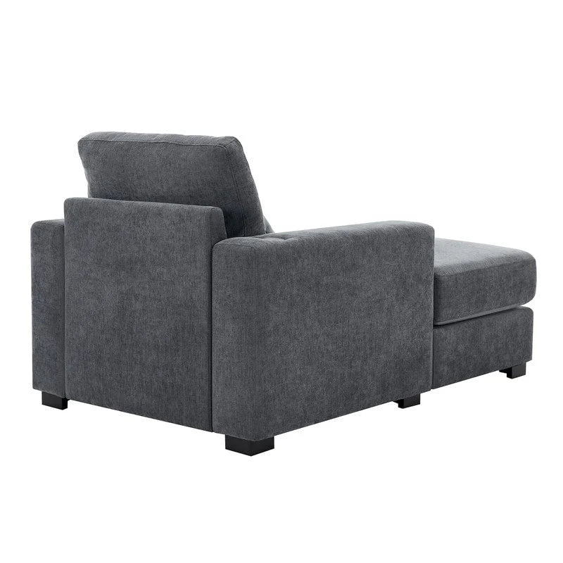 Chenille Fabric Oversized Chaise Lounger, 39.7 /43.5 /55  Chair Bed Sofa Couch with Pillows, Charge Station & Cup Holders