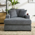 Chenille Fabric Oversized Chaise Lounger, 39.7 /43.5 /55  Chair Bed Sofa Couch with Pillows, Charge Station & Cup Holders