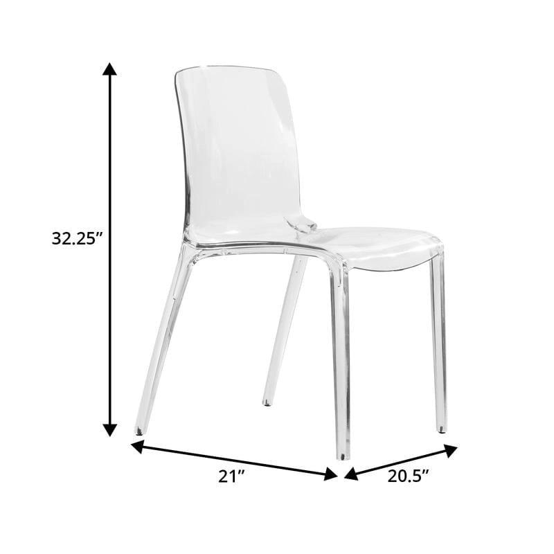 Stackable Acrylic Minimalist Plastic Dining Chair Modern Full Back Transparent Accent Side Chair for Dining Room & Kitchen