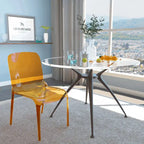 Stackable Acrylic Minimalist Plastic Dining Chair Modern Full Back Transparent Accent Side Chair for Dining Room & Kitchen
