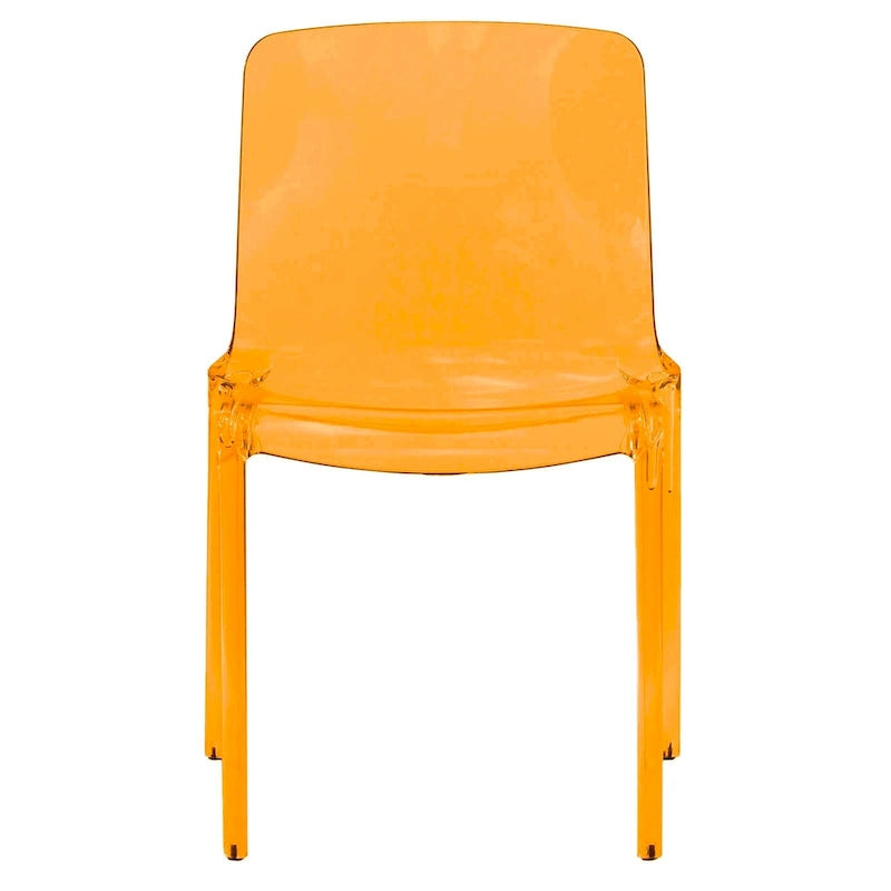 Stackable Acrylic Minimalist Plastic Dining Chair Modern Full Back Transparent Accent Side Chair for Dining Room & Kitchen