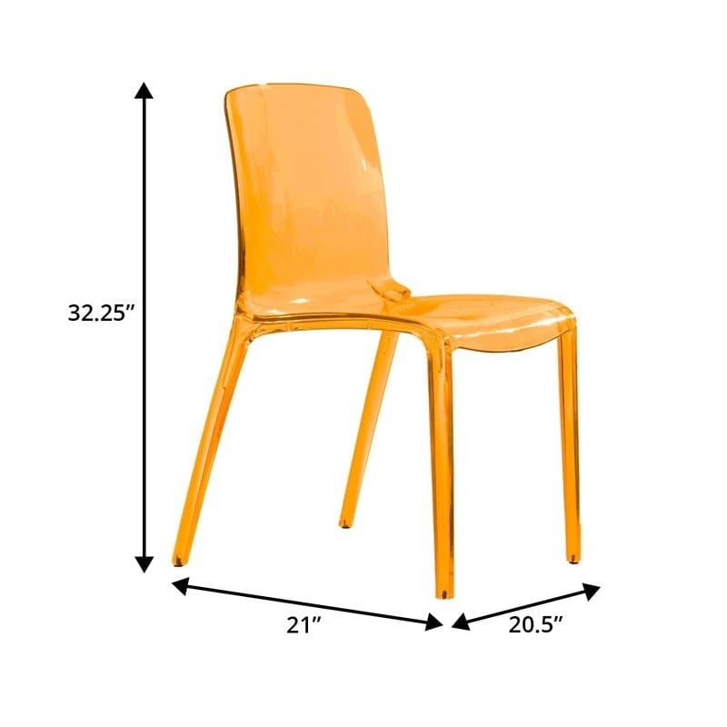 Stackable Acrylic Minimalist Plastic Dining Chair Modern Full Back Transparent Accent Side Chair for Dining Room & Kitchen