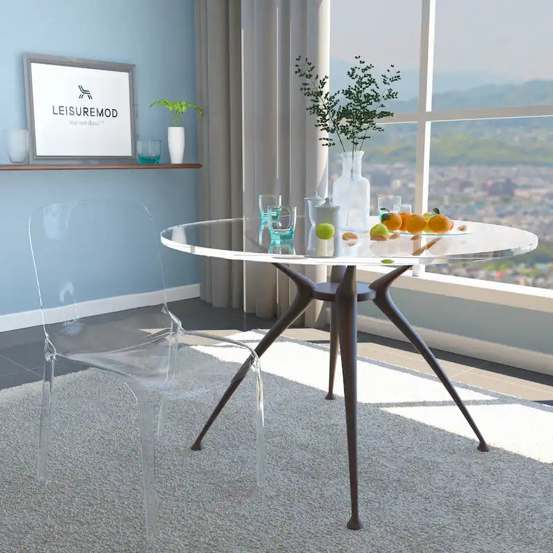 Stackable Acrylic Minimalist Plastic Dining Chair Modern Full Back Transparent Accent Side Chair for Dining Room & Kitchen