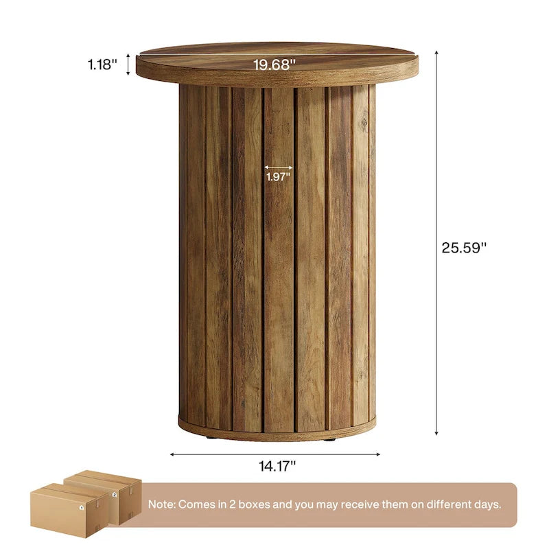 Round End Table with Pedestal Base, Small Couch Side Table