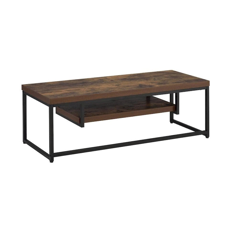 Weathered Oak 47" TV Stand with Black Metal Legs