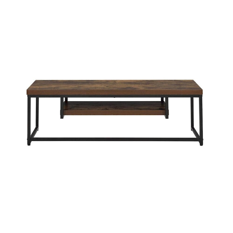 Weathered Oak 47" TV Stand with Black Metal Legs