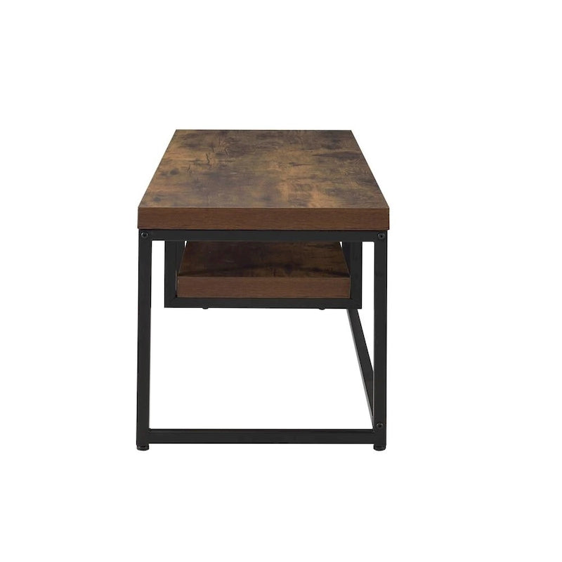 Weathered Oak 47" TV Stand with Black Metal Legs